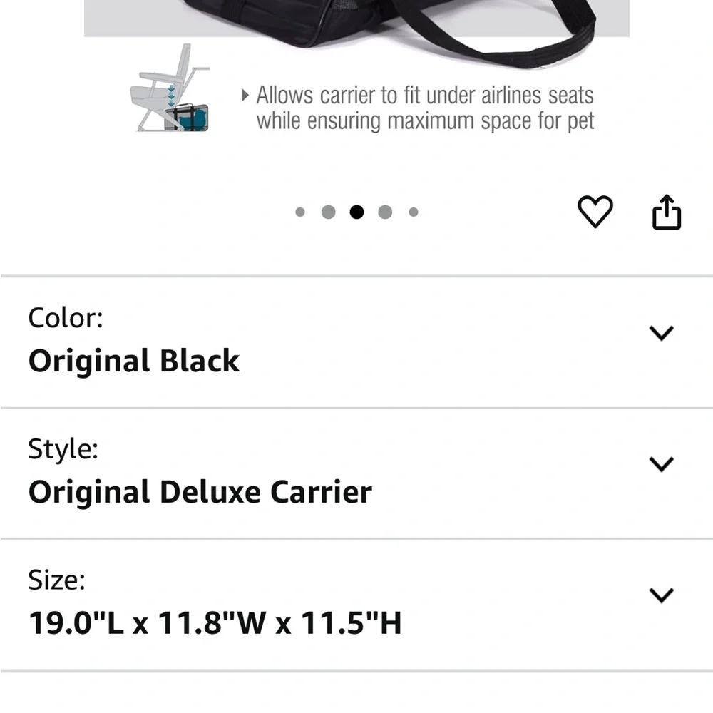 Original Deluxe Black Pet Carrier by Sherpa NWT